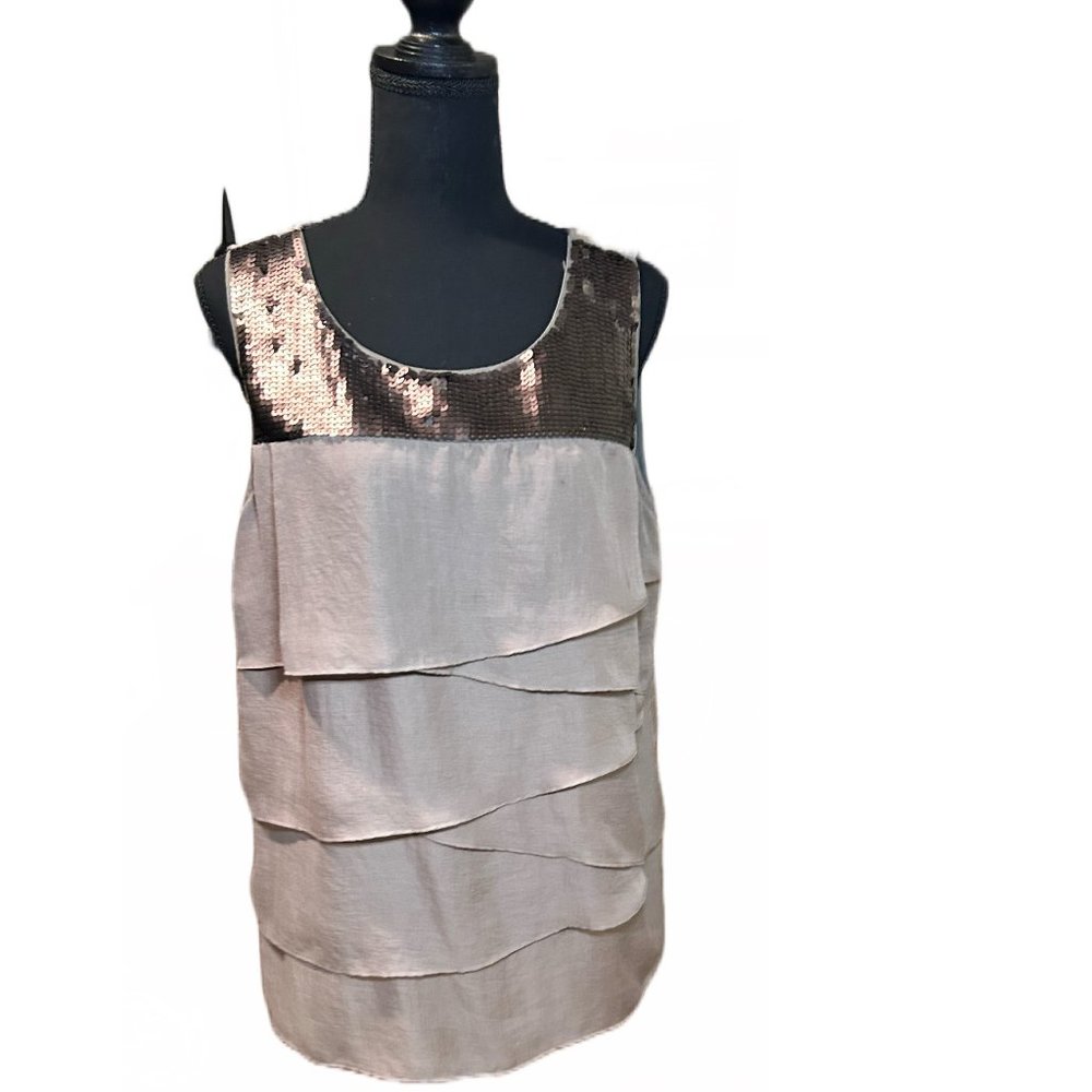 Ann Taylor LOFT sleeveless Top Sz L Taupe